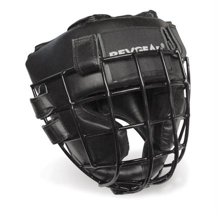 Leather Helmet with Removable Facecage